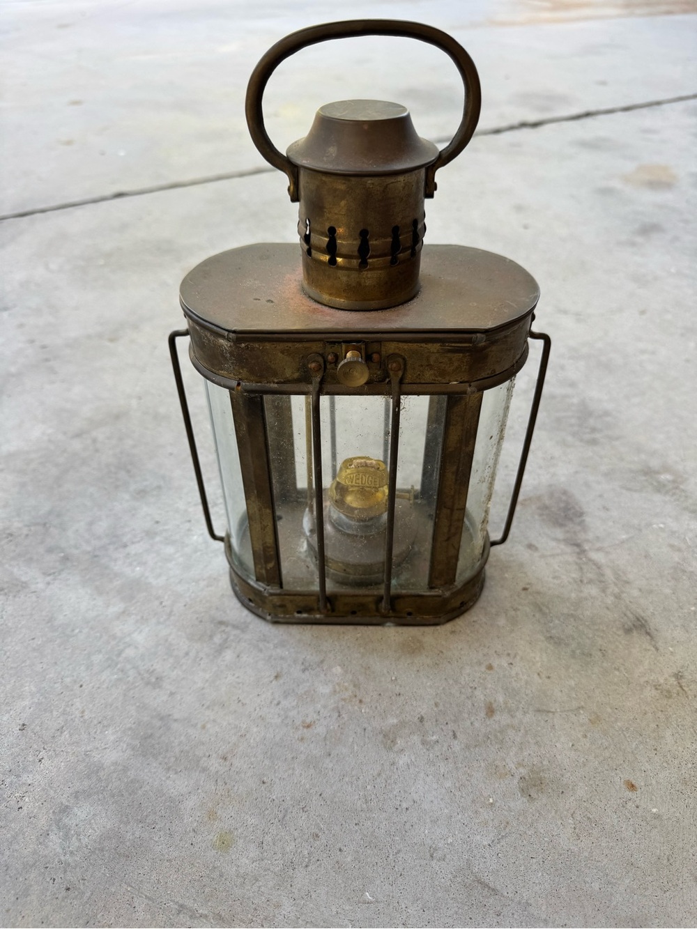 Vintage-Style Metal Lantern in Brown Brass Finish
